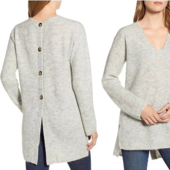 J. Crew Sweaters - POINT SUR J.Crew Gray Open Back Sweater Buttons Women’s M Alpaca Gray